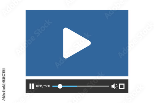 Interfaz de reproductor de video con botón de inicio y barra de tiempo 