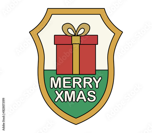 Etiqueta festiva con regalo y mensaje de navidad 