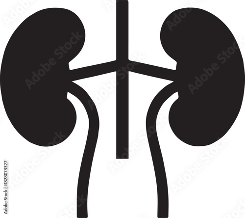 Minimalist Black Kidney Vector for Health and Wellness