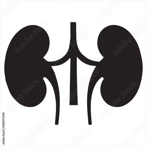 Minimalist Black Kidney Vector for Health and Wellness