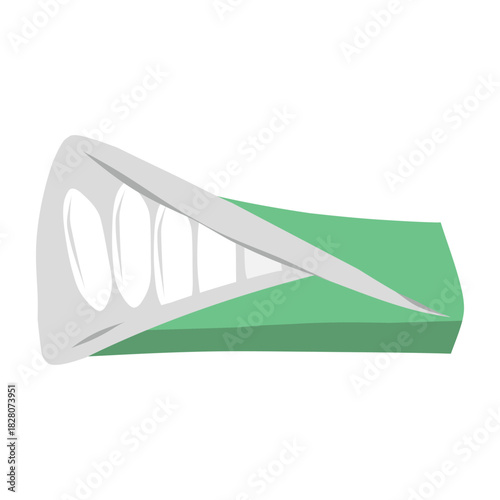 Pack of chewing gum, open wrapper. Gum pack illustration, strip of gum. Chewing gum package, candy wrapper vector
