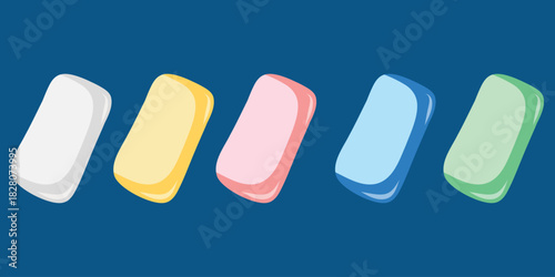 Healthy chewing gum set, mint treats. Sugarless gum pack illustration, wellness gum. Gum health set, fresh breath chews