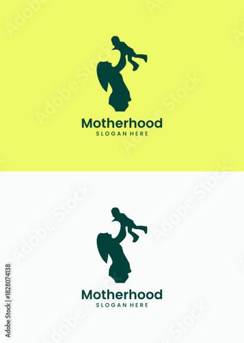 Minimalist Motherhood Logo with Abstract Mother and Child Symbol