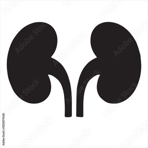 Minimalist Black Kidney Vector for Health and Wellness