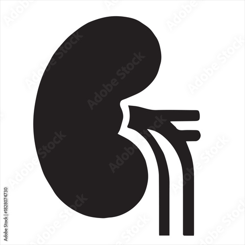 Minimalist Black Kidney Vector for Health and Wellness