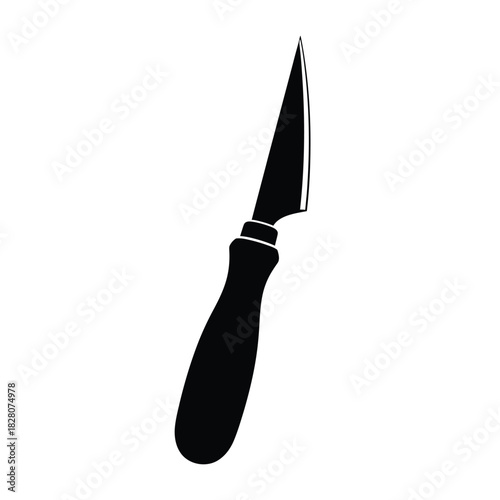Black silhouette of a paring knife on white kitchen
