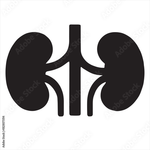 Minimalist Black Kidney Vector for Health and Wellness