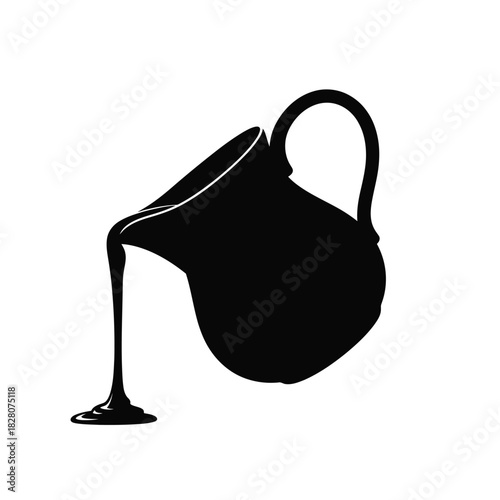 Black silhouette of a pitcher pouring liquid vector