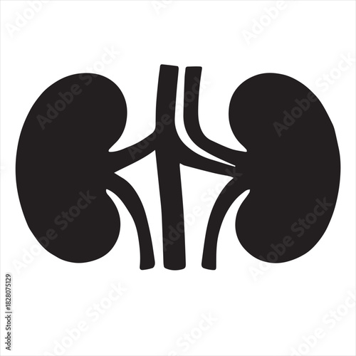 Minimalist Black Kidney Vector for Health and Wellness