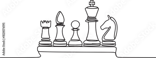 Continuous one line drawing of Chess Day celebrates. Single line drawing illustration of Game of strategy and intellect. one line Icon drawing