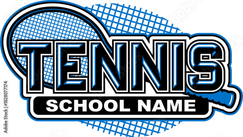tennis team design with racket for school, college or league sports