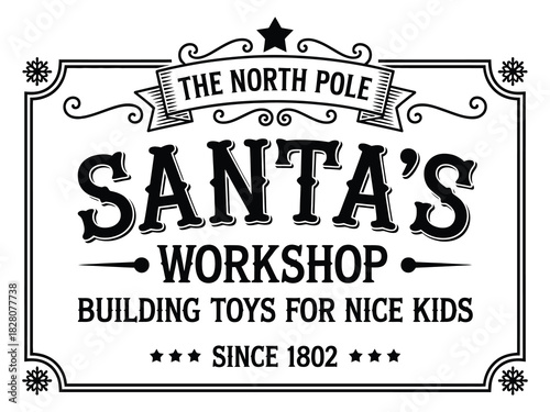 workshop sign on white background, vector illustration of wooden board in red and green holiday colors, suitable for advertising, invitations, greeting cards, seasonal decorations, a