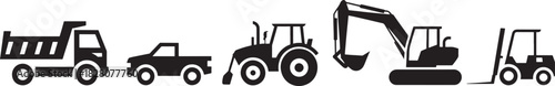 Construction Vehicles Icon Set | Heavy Machinery Vector Graphics for Construction and Logistics