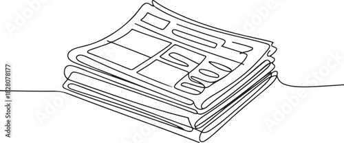 Continuous one line drawing Stack of news newspapers. Single line drawing illustration of News newspapers. one line Icon drawing
