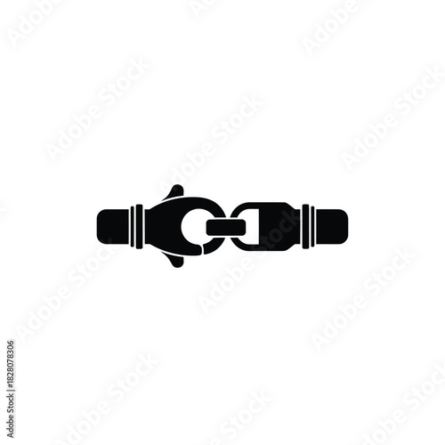 Black silhouette of a seatbelt buckle connecting connection