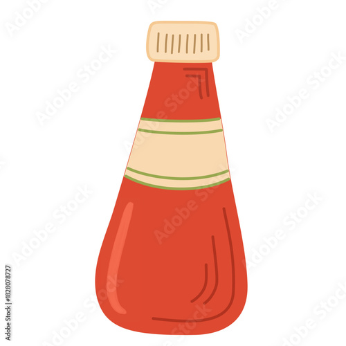 Ketchup Bottle in Hand-Drawn Style for Food Packaging Design