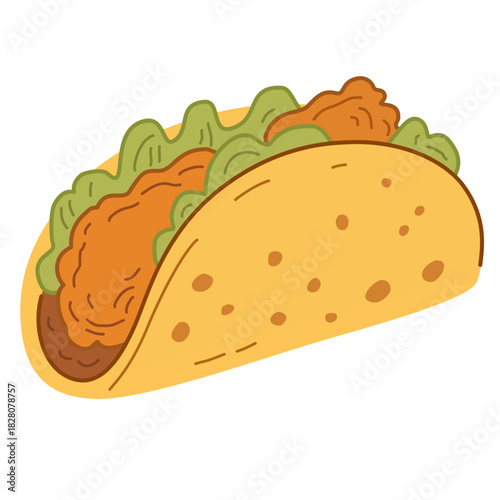 Taco Illustration in Hand-Drawn Style for Food Design Set