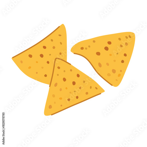 Nachos Chips in Hand-Drawn Style for Snack Illustration Set