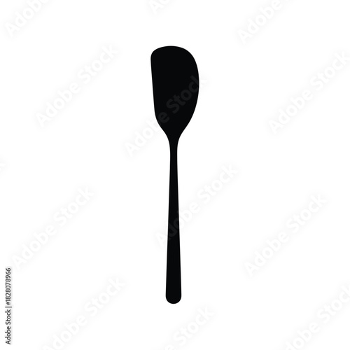 Black silhouette of a serving spoon on white background