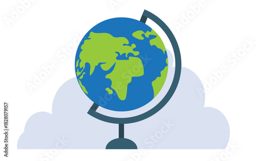 Illustration of a globe. School and supplies, school design, sticker design, web elements