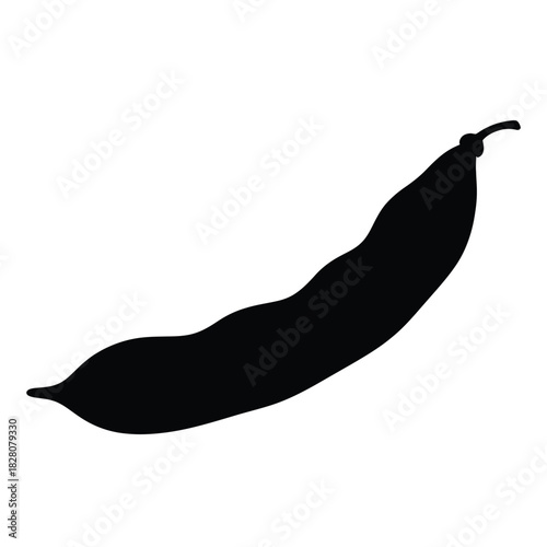 Black silhouette of a single bean pod on white vector