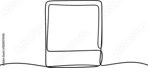 Continuous one line drawing of Photo frame. Single line drawing illustration of Photo frame polaroid. one line Icon drawing