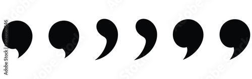 Black dark isolated quote icons set on white background. Inverted commas icon set. Different shapes inverted flat commas icon set on white page. Quote mark sets on white background. EPS 10. 