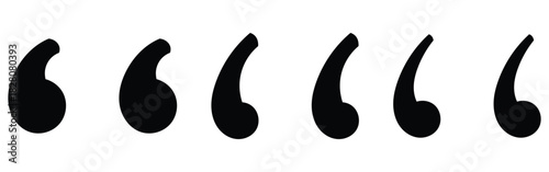 Black dark isolated quote icons set on white background. Inverted commas icon set. Different shapes inverted flat commas icon set on white page. Quote mark sets on white background. EPS 10. 