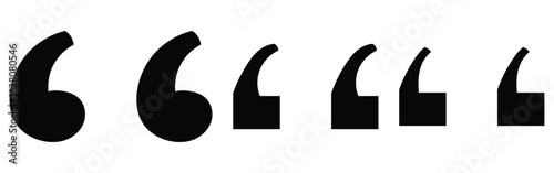 Black dark isolated quote icons set on white background. Inverted commas icon set. Different shapes inverted flat commas icon set on white page. Quote mark sets on white background. EPS 10. 
