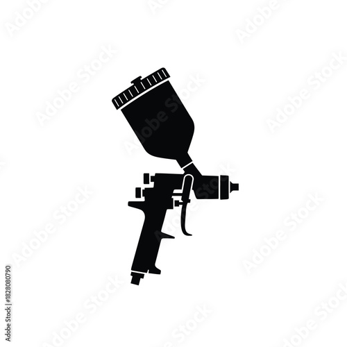 Black silhouette of a spray gun on white background