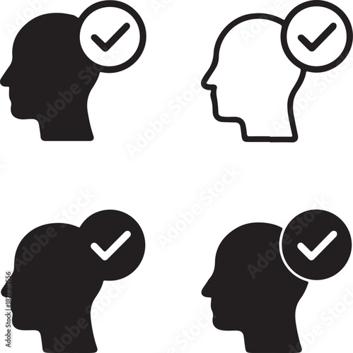 Mental health check icon, wellness assessment tracker, mood evaluation, mental health monitor, health check alert, wellness tracking tool, isolated black vector, minimal thin stroke