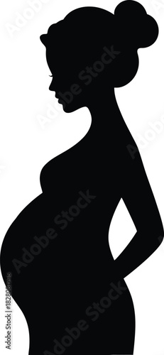 Pregnant woman silhouette, profile view, maternity concept vector