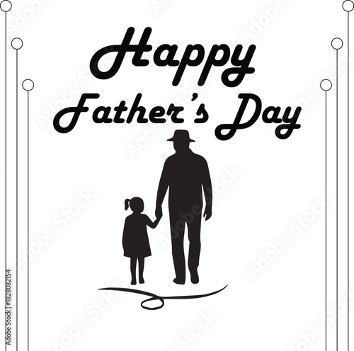 Happy Father's Day, Dad and Daughter Silhouette Vector Design