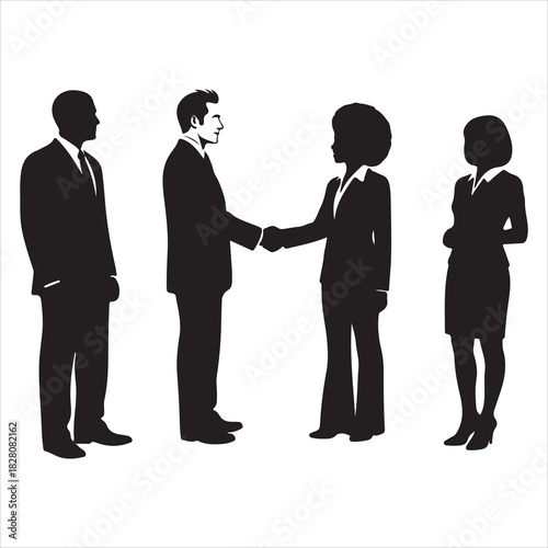 Professional Business Team Deal Closing Handshake Silhouette

