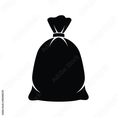 Black silhouette of a tied drawstring bag vector