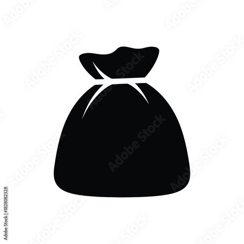 Black silhouette of a tied drawstring bag vector 1