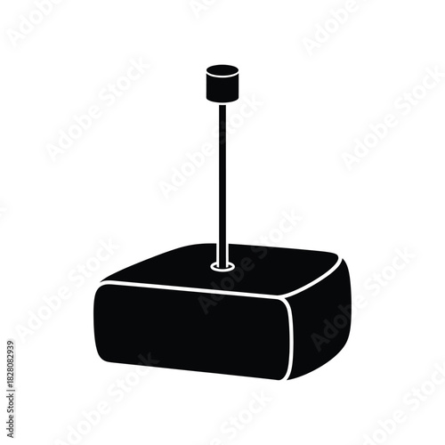 Black silhouette of a virtual reality headset on white background