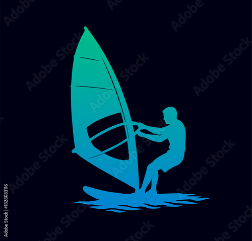 Windsurfer vector illustration with gradient