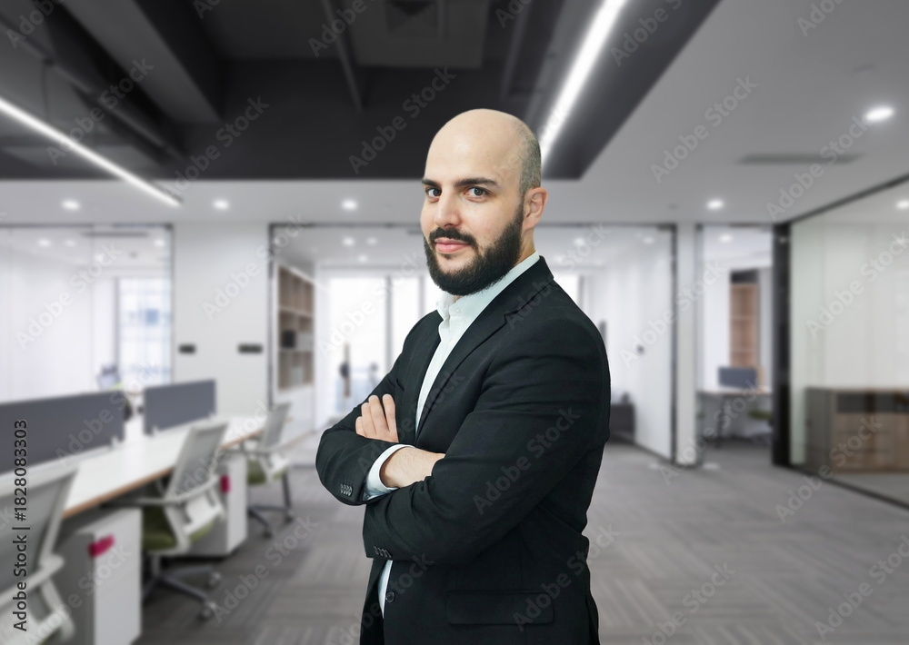 Fototapeta premium portrait of young man smiling at work office confident successful businessman people 