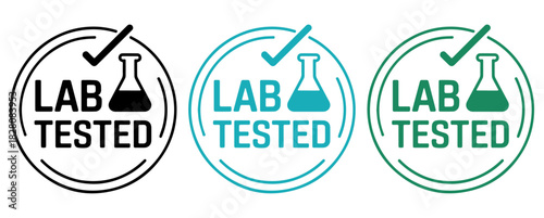 Lab tested badge set, Lab tested stamp set, Lab tested seal set