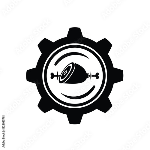 Black silhouette of ham hock in gear meat food