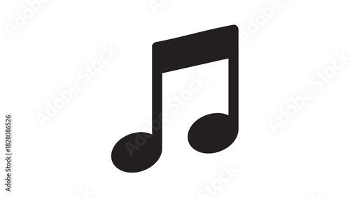 Minimalist black musical note icon representing melody, audio, and sound, perfect for graphic design, apps, websites, and creative projects