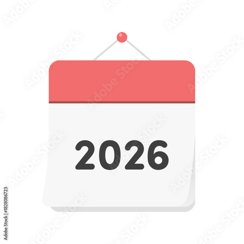 西暦2026年のカレンダーのアイコン - シンプルでおしゃれな暦や年間予定表の表紙のイメージ素材