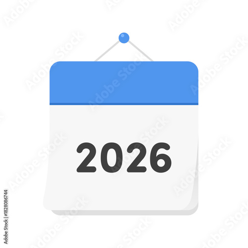 西暦2026年のカレンダーのアイコン - シンプルでおしゃれな暦や年間予定表の表紙のイメージ素材