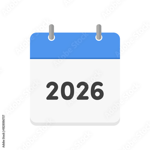 西暦2026年のカレンダーのアイコン - シンプルな暦や年間プランナーの表紙のイメージイラスト素材