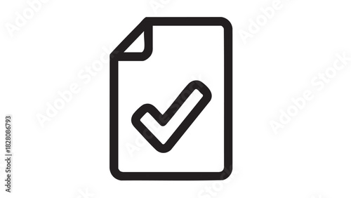 Simple graphic icon representing a successfully completed document or task, indicating confirmation, approval, or validation for digital user interfaces and reports