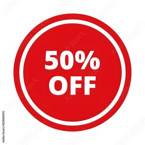 50 Percent Off Sale Discount Tag Sticker Red Circle Icon