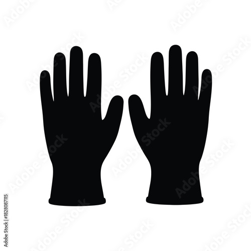 Black silhouette of two open hands wearing gloves vector
