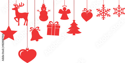 Red Christmas Ornaments Hanging Decoration Vector Graphics