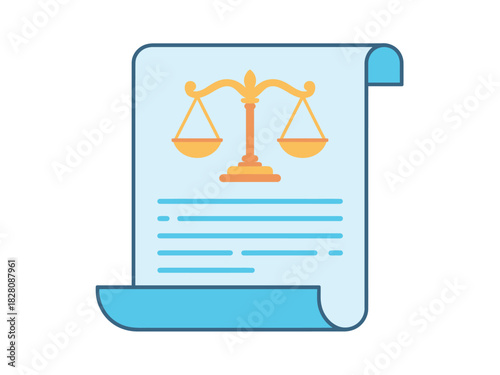 A document illustrating the concept of justice with a golden scale of justice prominently displayed.